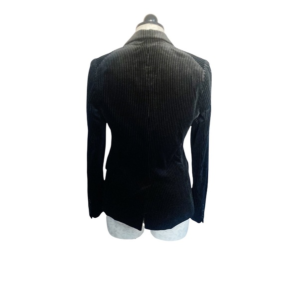 Theory Velvet Black Pinstripe Button Front Blazer - Picture 4 of 14